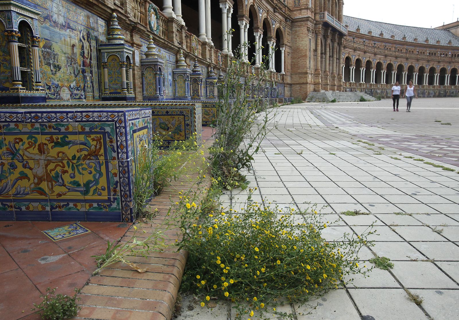 Abandono en la Plaza de España por el confinemiento