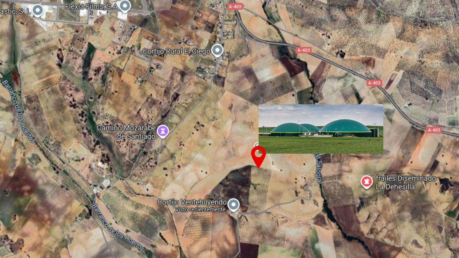 Ubicación aproximada de la localización de la planta de biometanización.