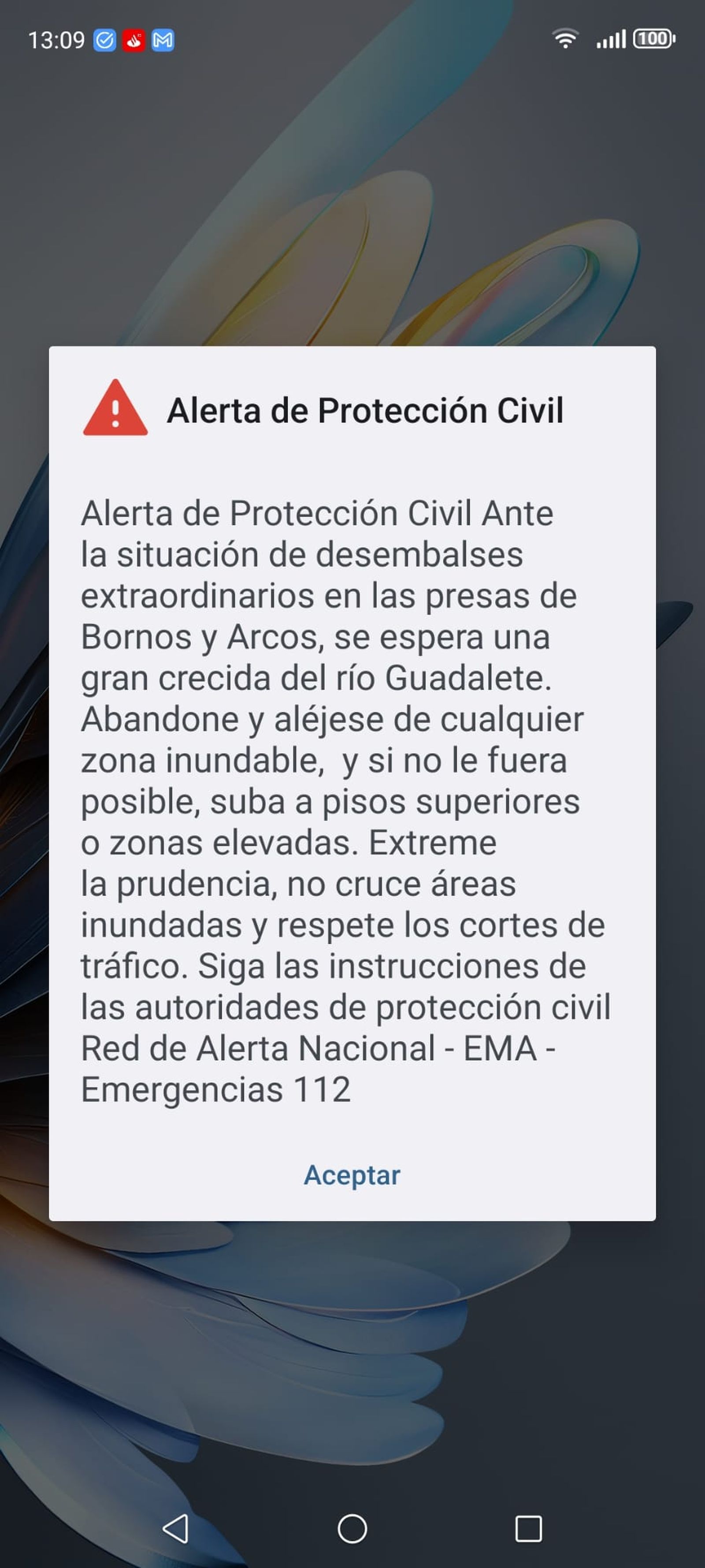 Mensaje enviado este mediodía