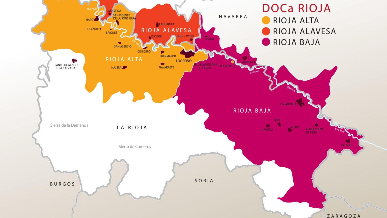 Zonas de producción de la DOCa Rioja