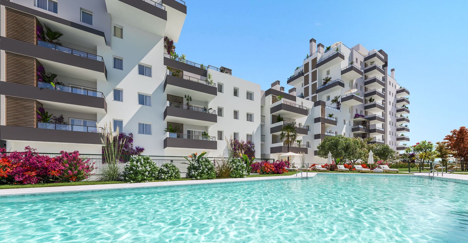 Recreación de la promoción Entrenúcleos Living Panorámica de Exxacon en Dos Hermanas.