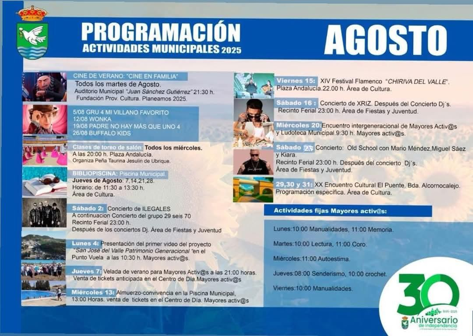 Programación actividades culturales de San José del Valle Programación actividades culturales de San José del Valle