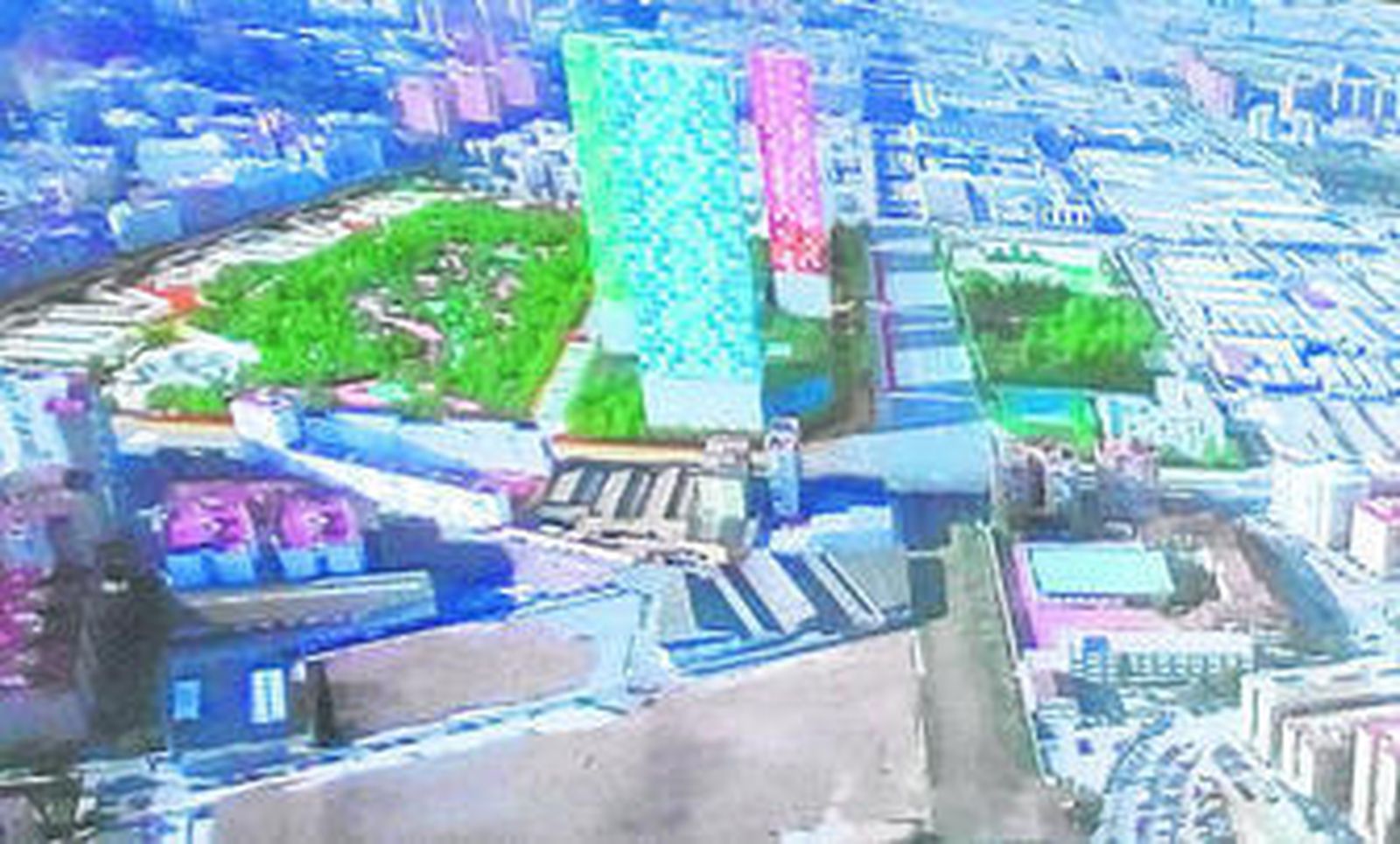 Una de las infografías del diseño planteado por el Ayuntamiento para los antiguos suelos de Repsol.