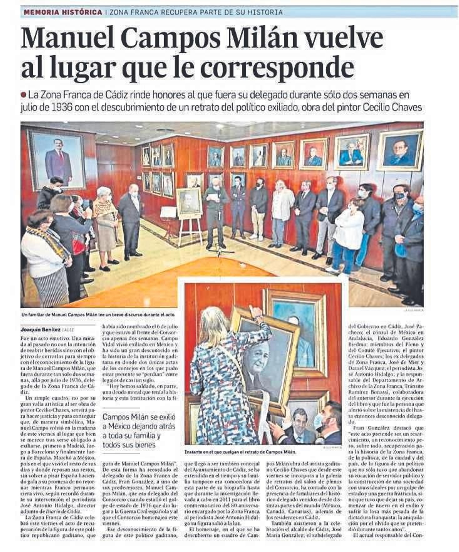 Diario de Cádiz, sábado 13 de noviembre de 2021.