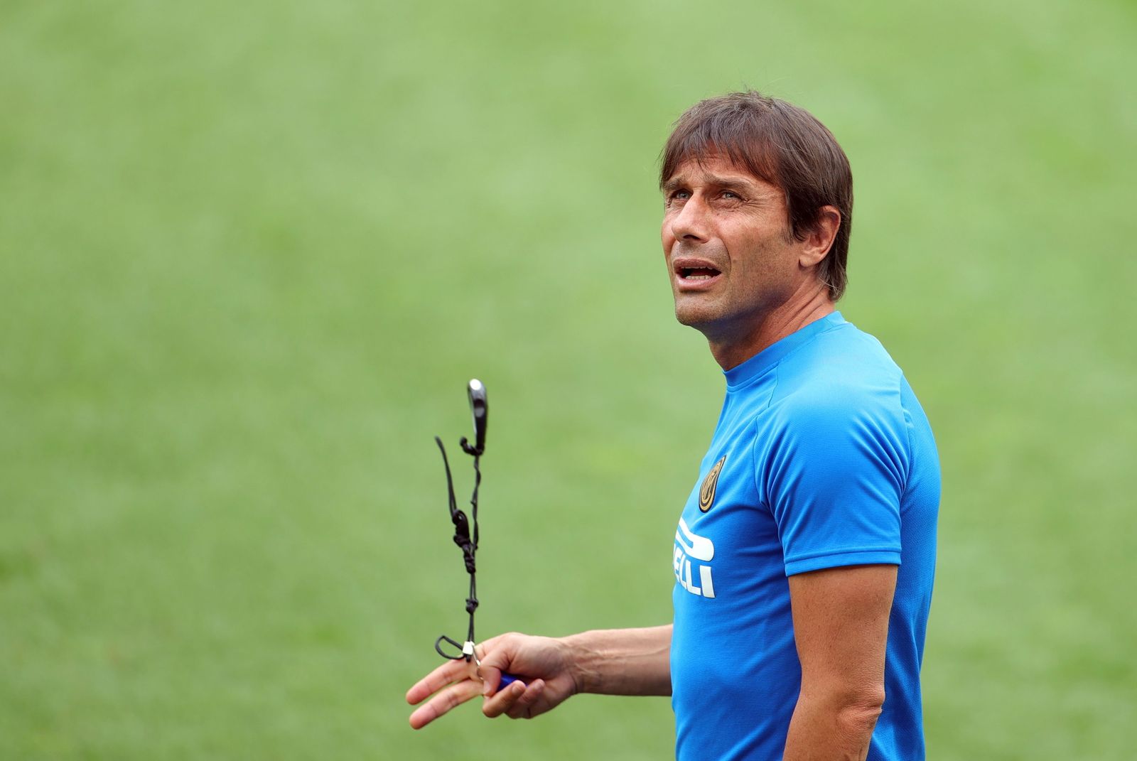 Antonio Conte, en el entrenamiento de hoy.