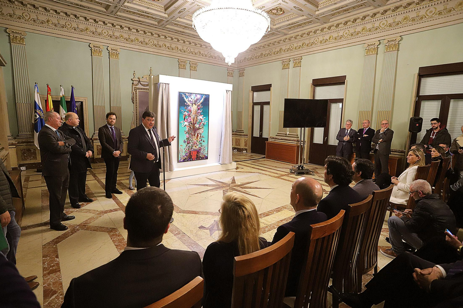 Imágenes del cartel de la Semana Santa 2023 de Huelva en su presentación