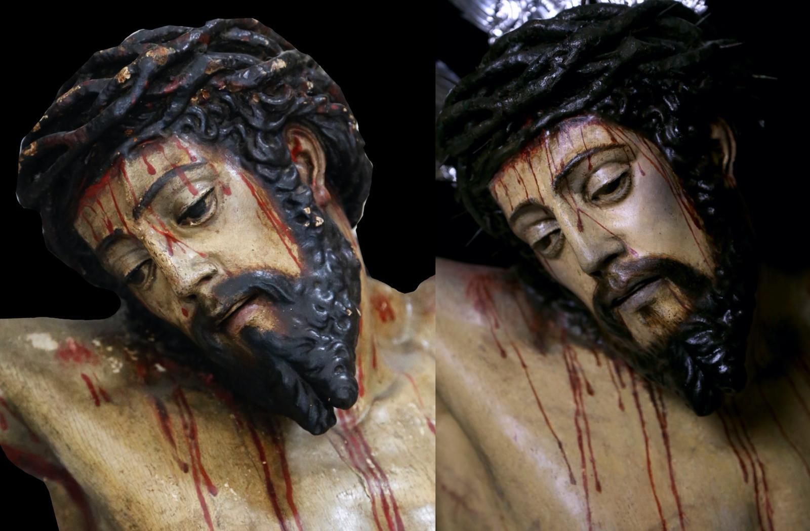 Antes y después del rostro de este sobrecogedor crucificado