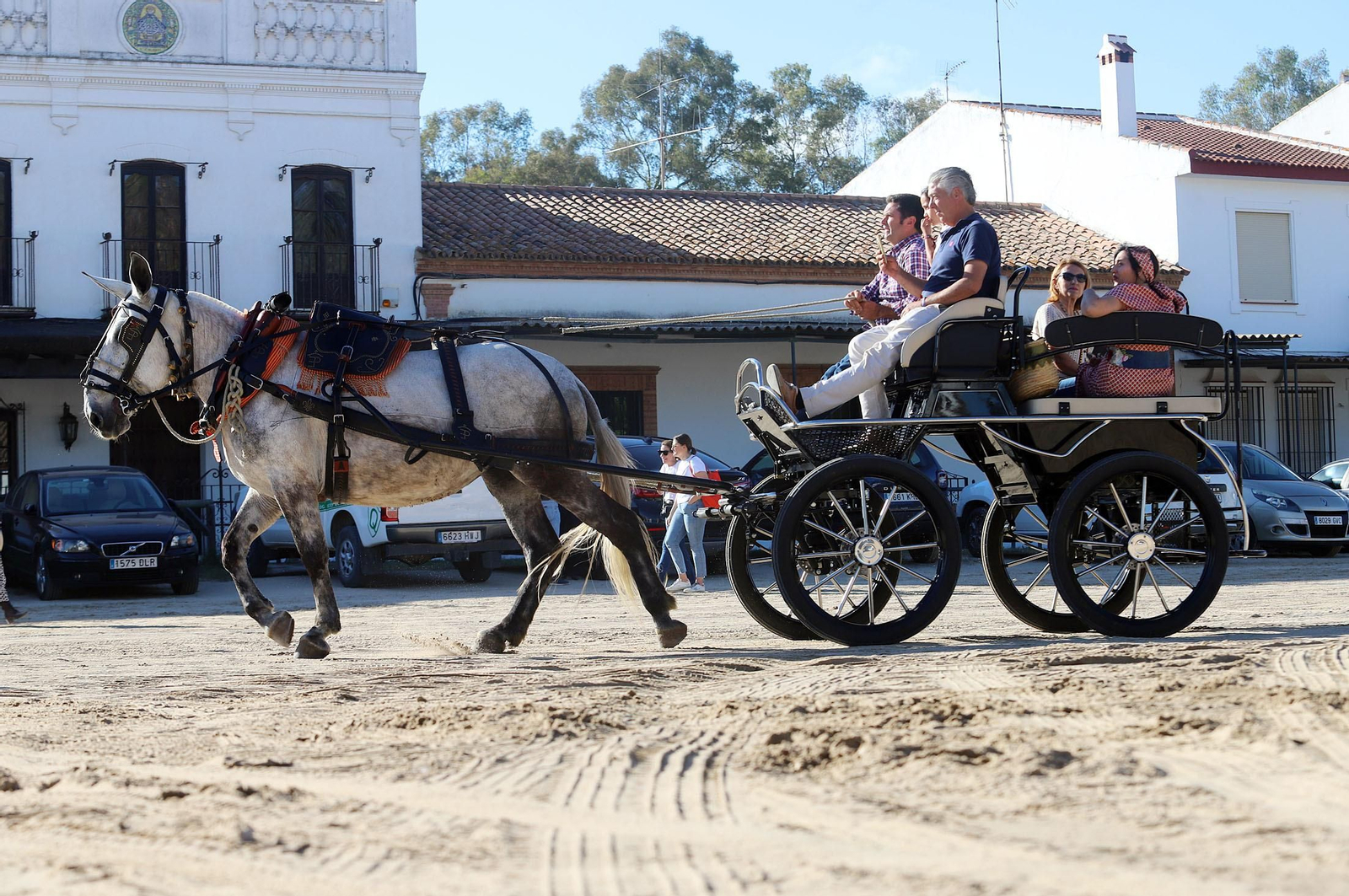 Ambiente en la aldea del Rocío previo a la llegada de las Hermandades, en imágenes