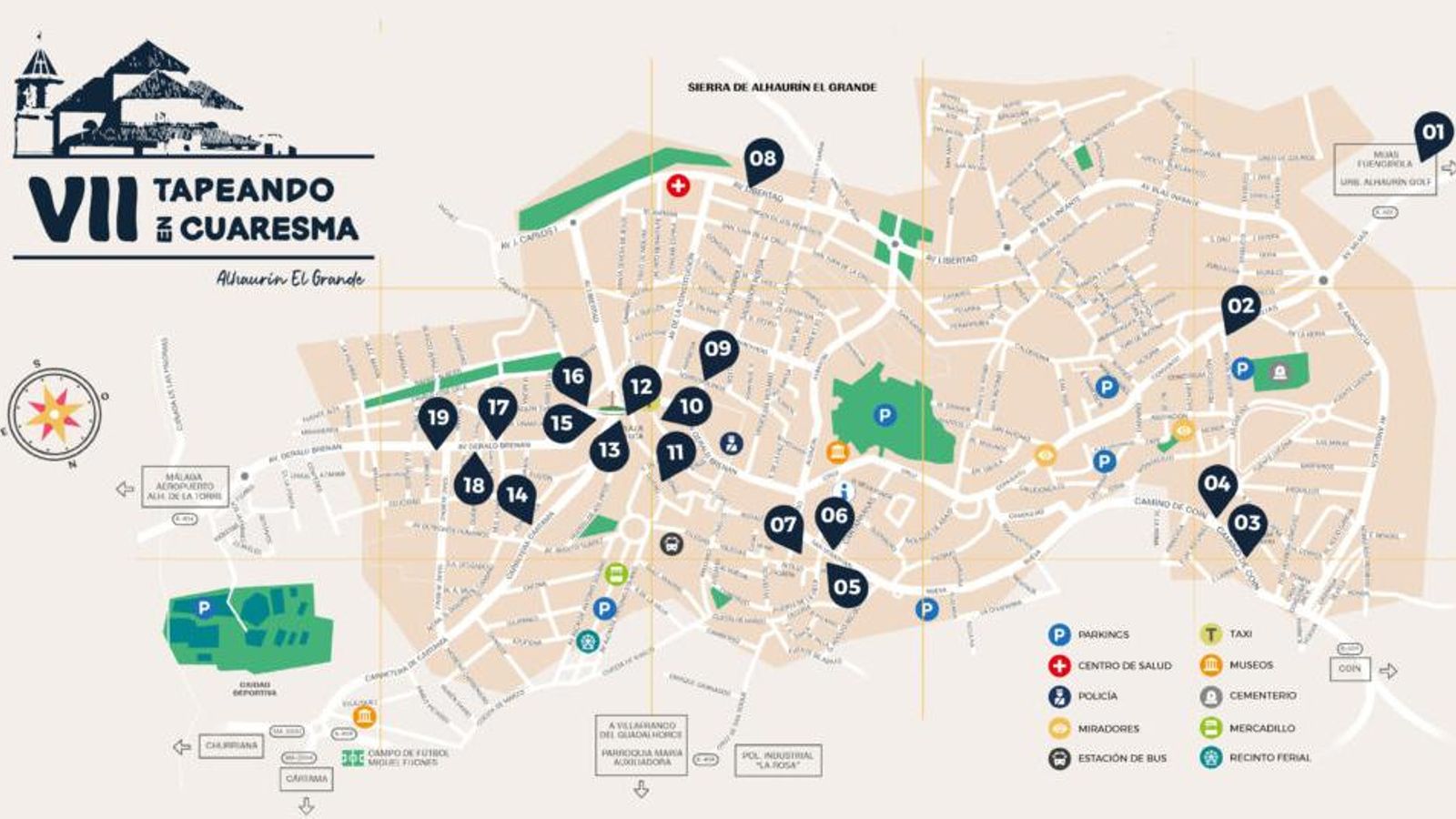 Mapa de las tapas de Cuaresma 2022 en Alhaurín el Grande