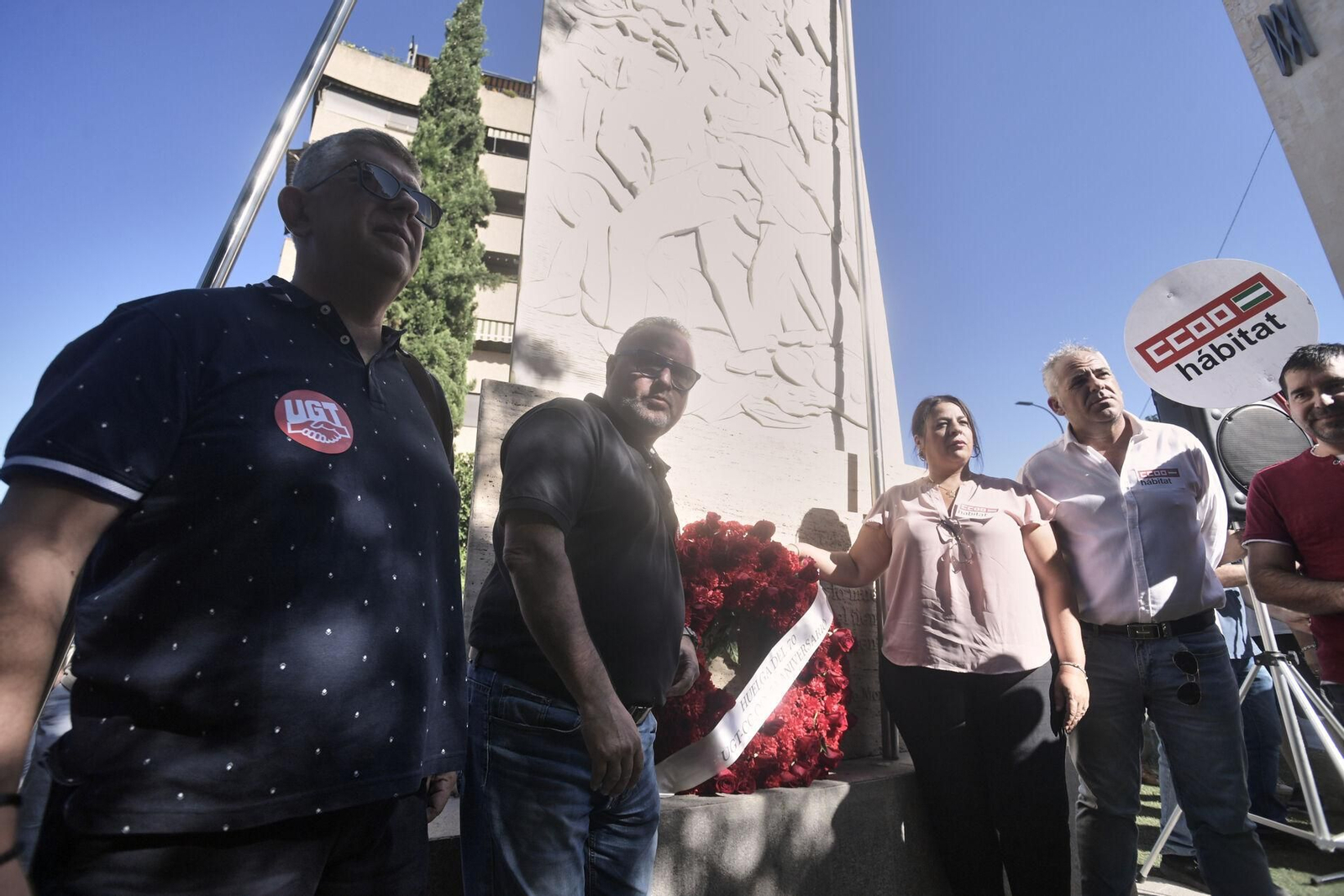 Imagen del homenaje a los tres obreros que fueron asesinados mientras participaban en una manifestación en 1970