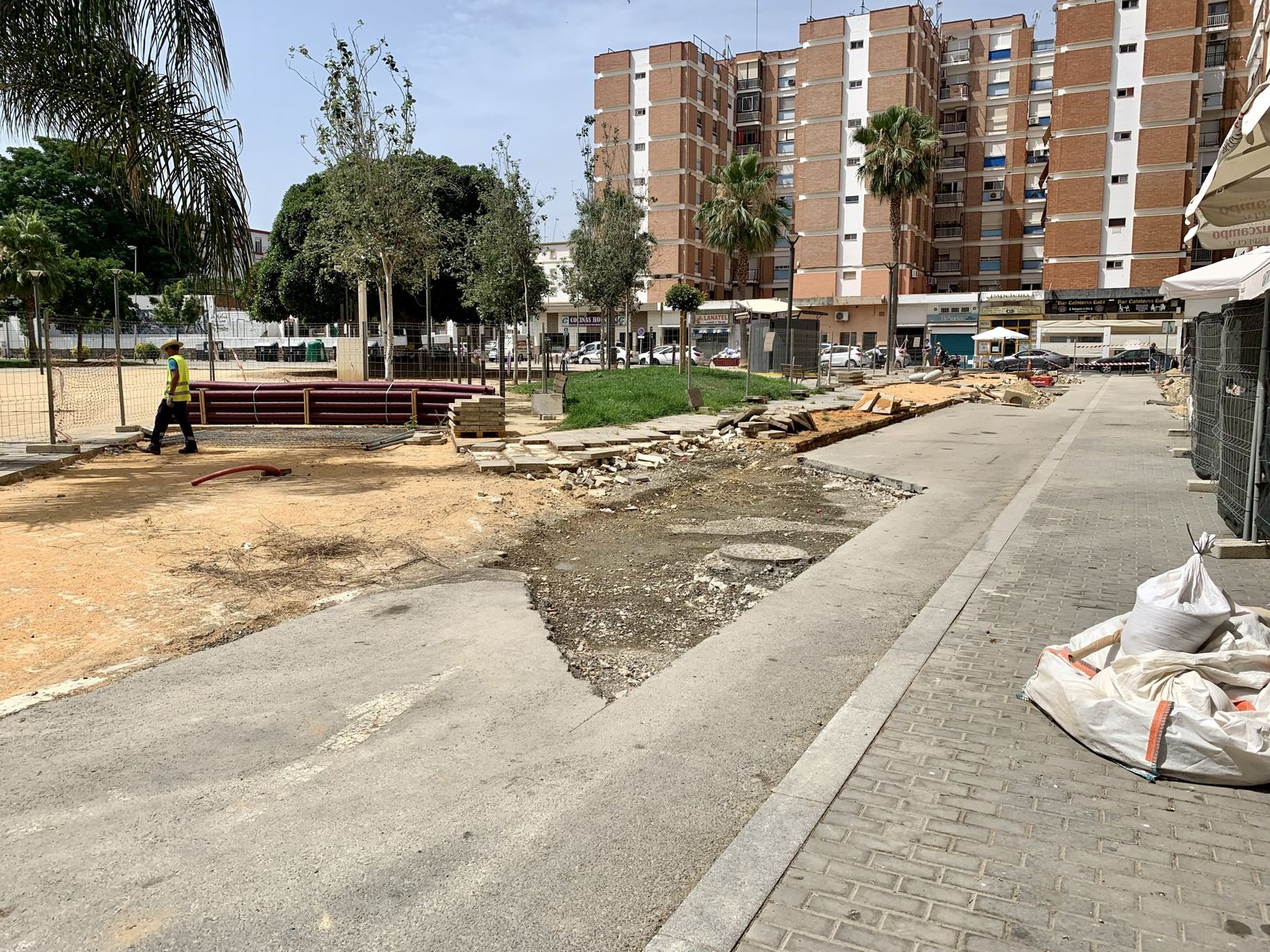 Obras de peatonalización de la Plaza Houston.