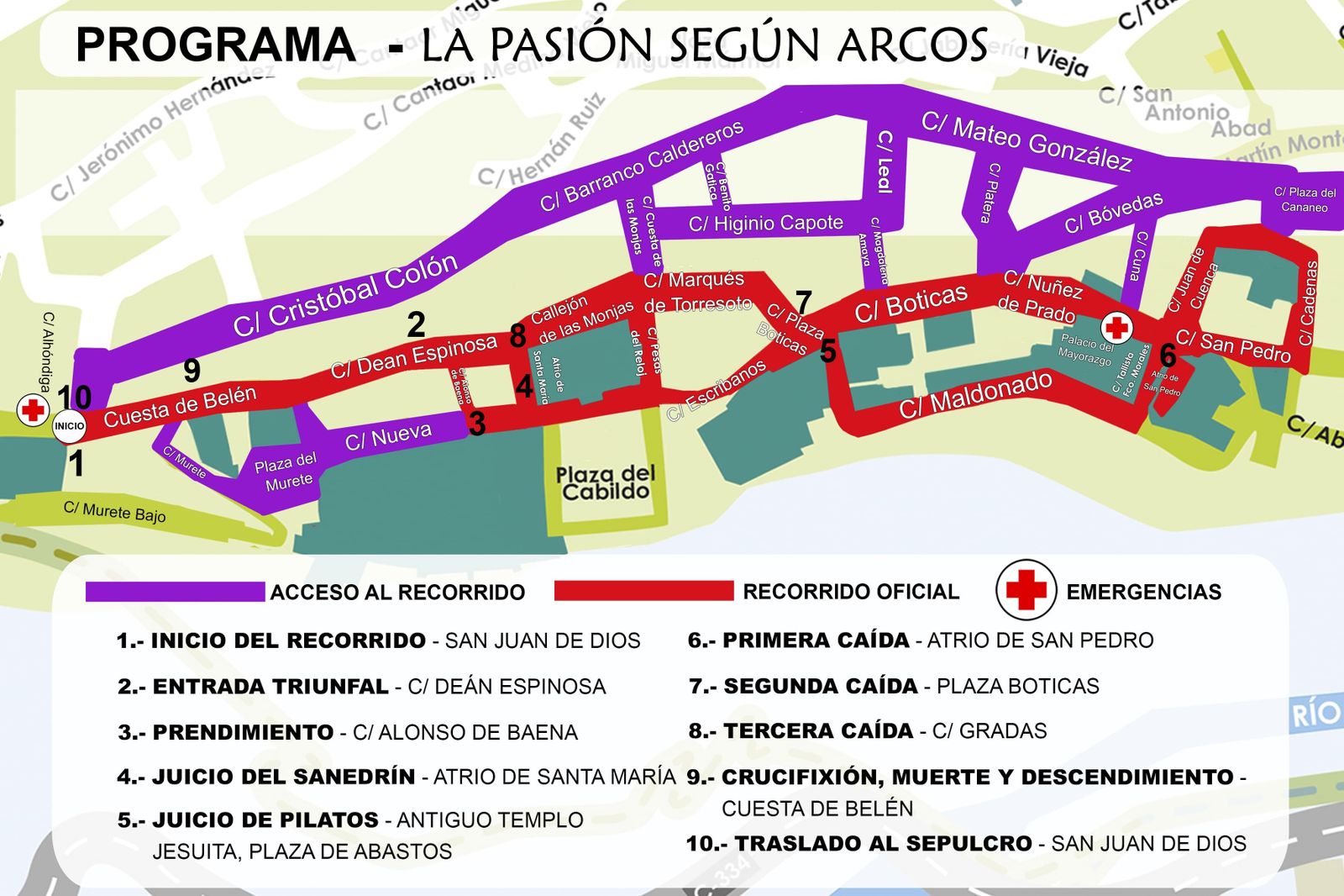Mapa de acceso al recorrido de la recreación.
