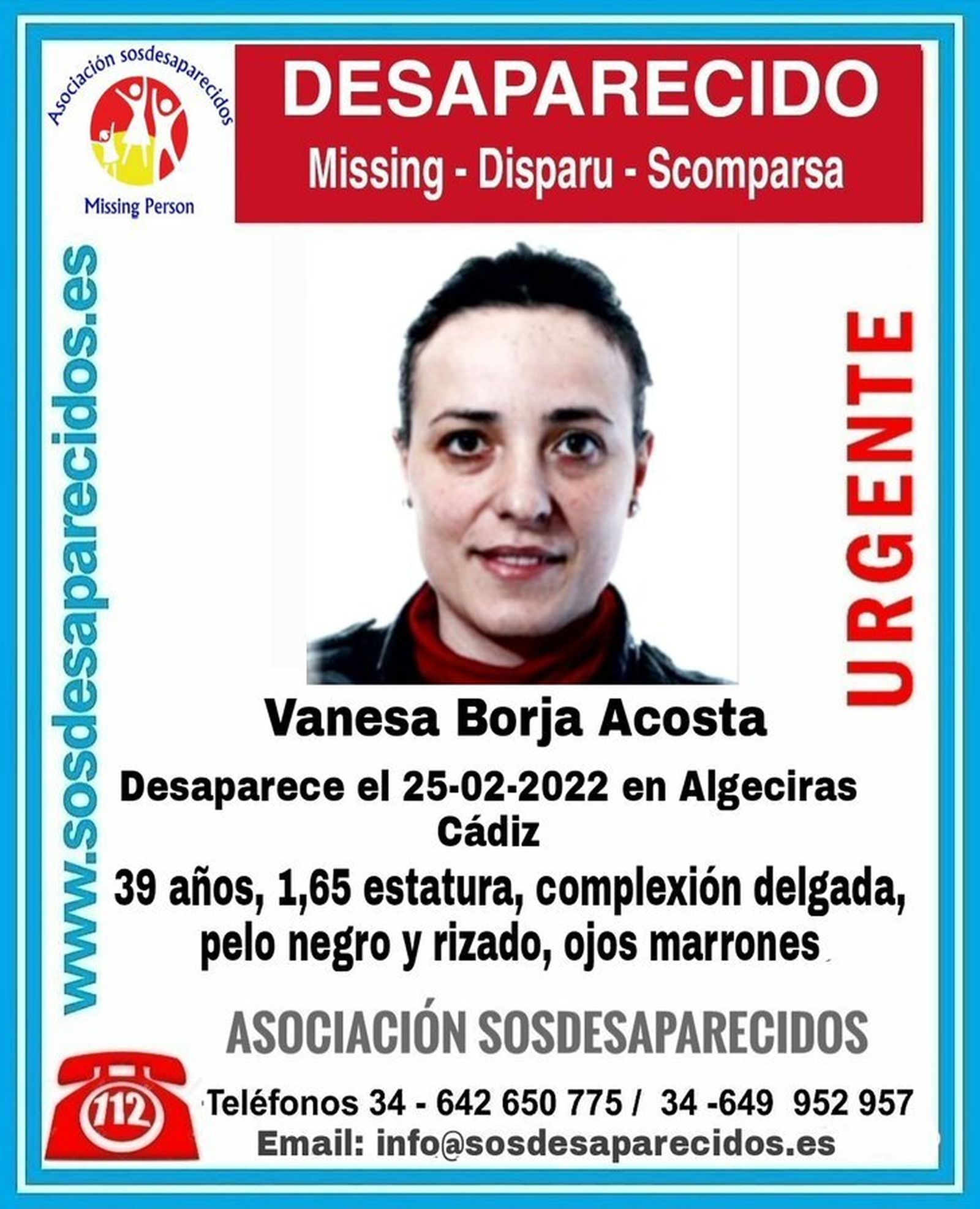 El cartel de búsqueda de Vanesa Borja.