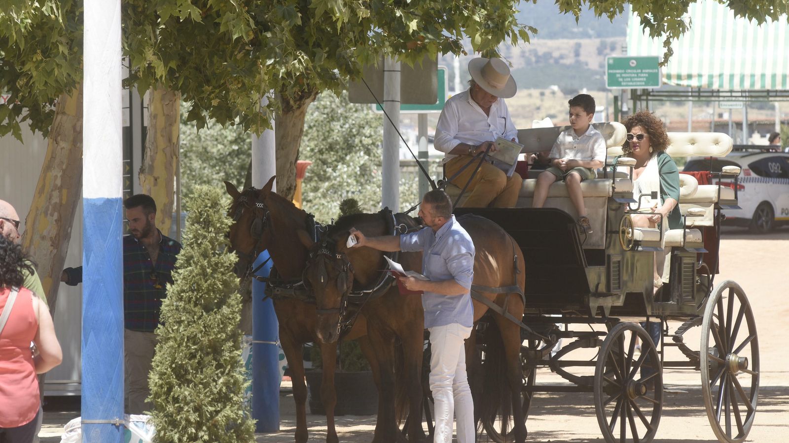 Reportaje Gráfico:Juan Ayala El técnico David Lozano va a comprobar el microchip de uno de los caballos que llega a El Arenal.