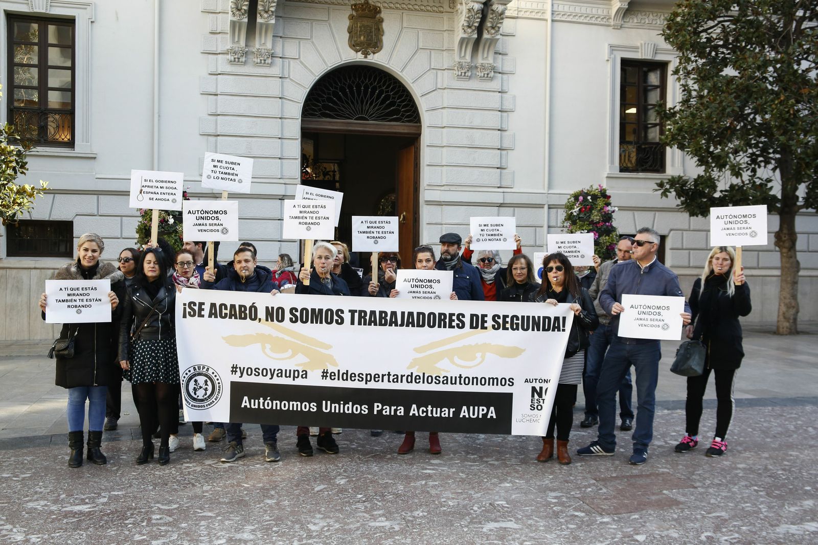 Concentración de autónomos en Granada a principios de año.