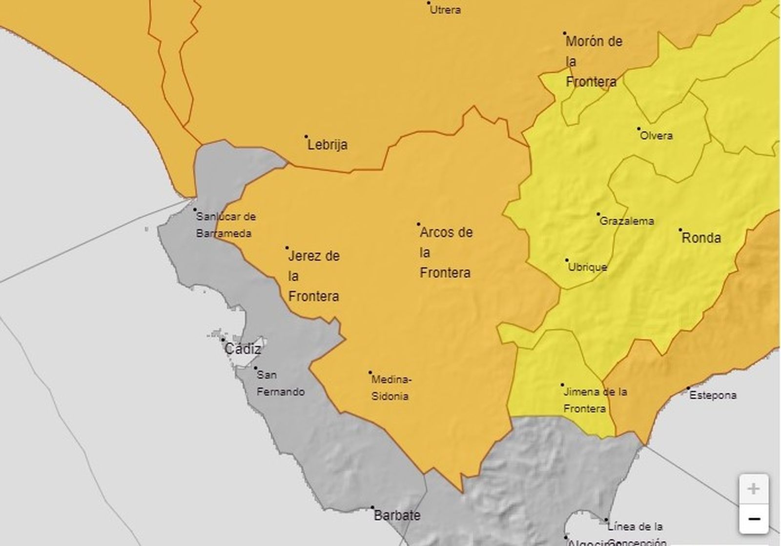 La Aemet ha activado la alerta naranja en Jerez, la campiña y la Sierra de Cádiz