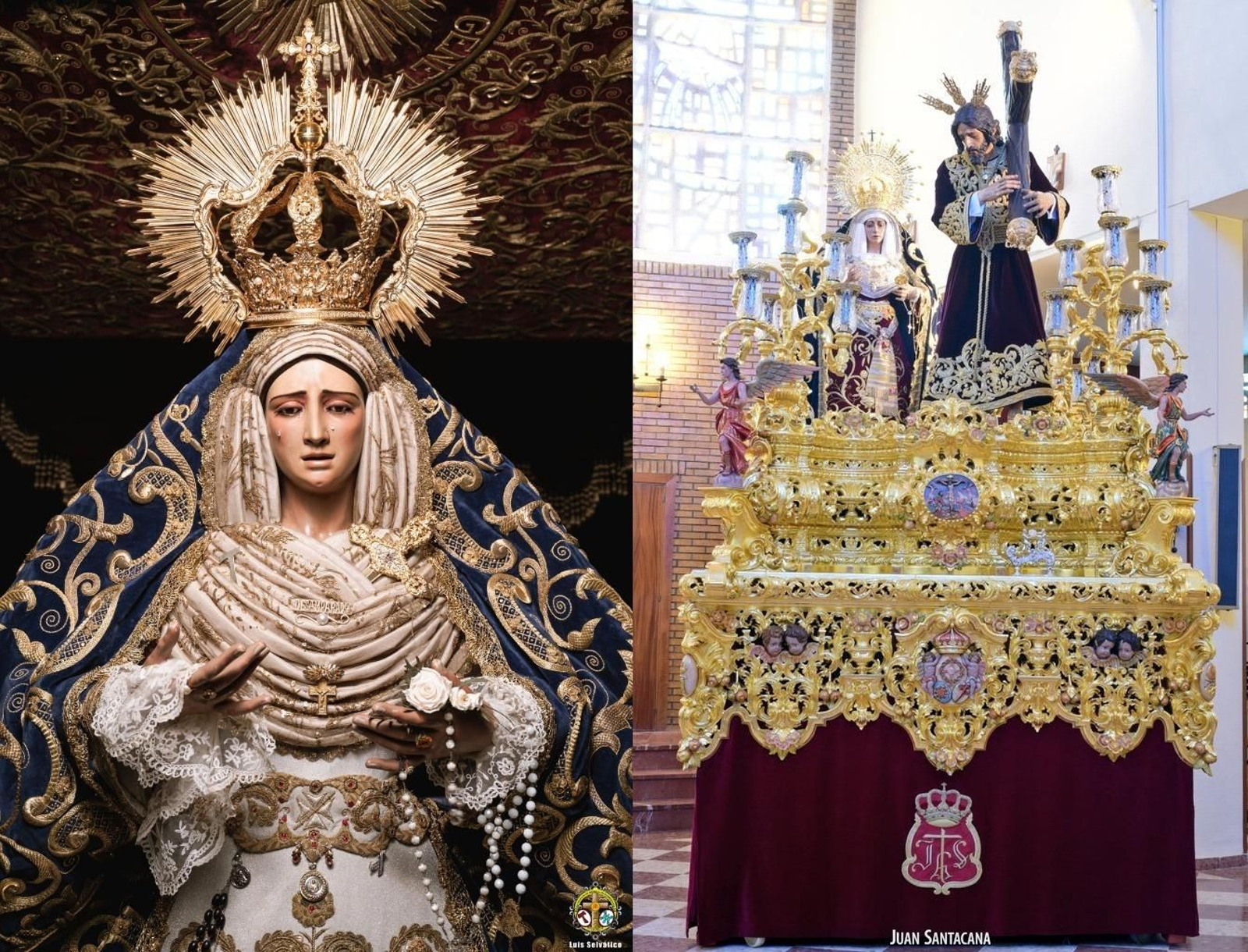 Las imágenes preparadas en sus pasos procesionales