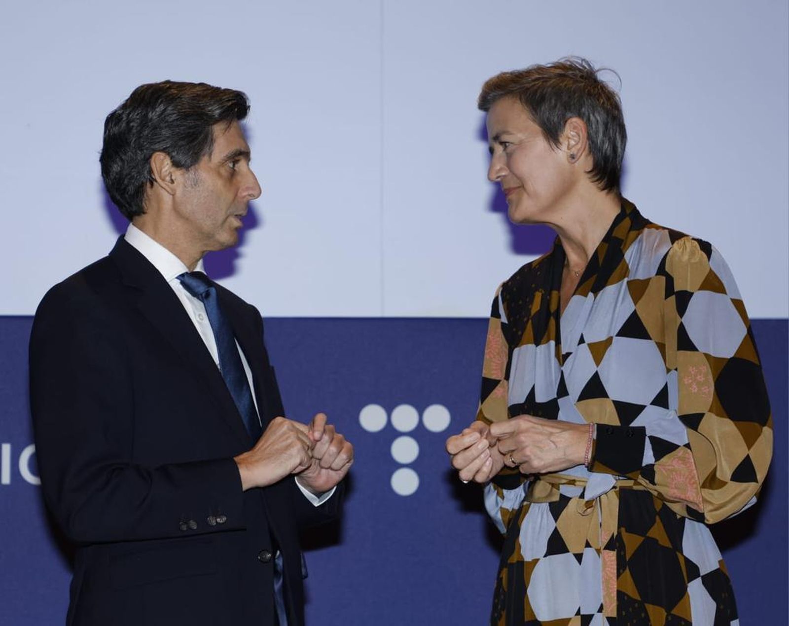 José María Álvarez-Pallete y Margrethe Vestager.