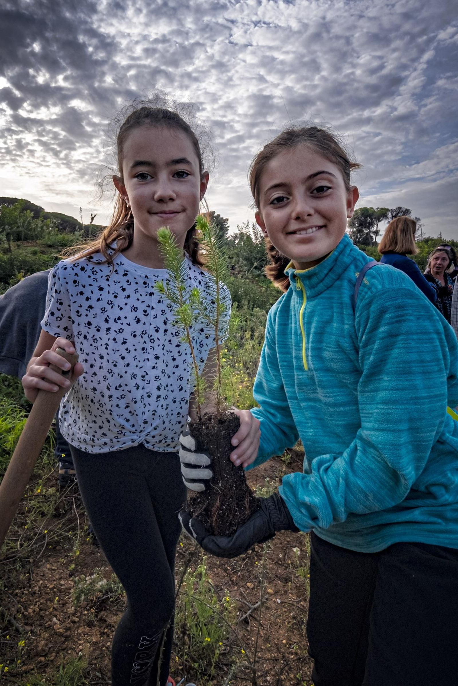 Las imágenes de escolares reforestando el pinar de Las Canteras de Puerto Real.