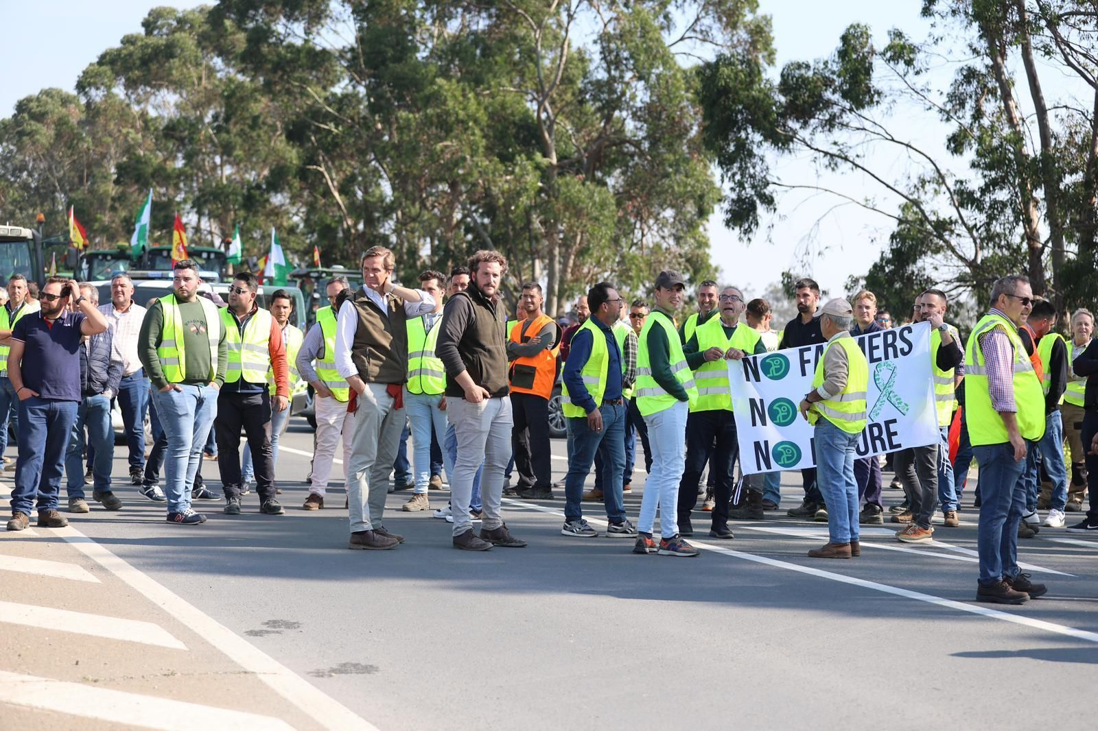 Los agricultores de Huelva cortan la A-49 y provocan el caos: las imágenes del momento