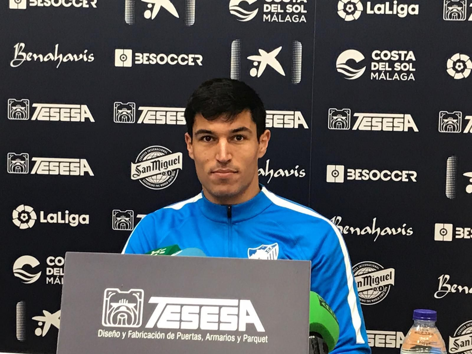 Diego González, en la sala de prensa del Ciudad de Málaga.