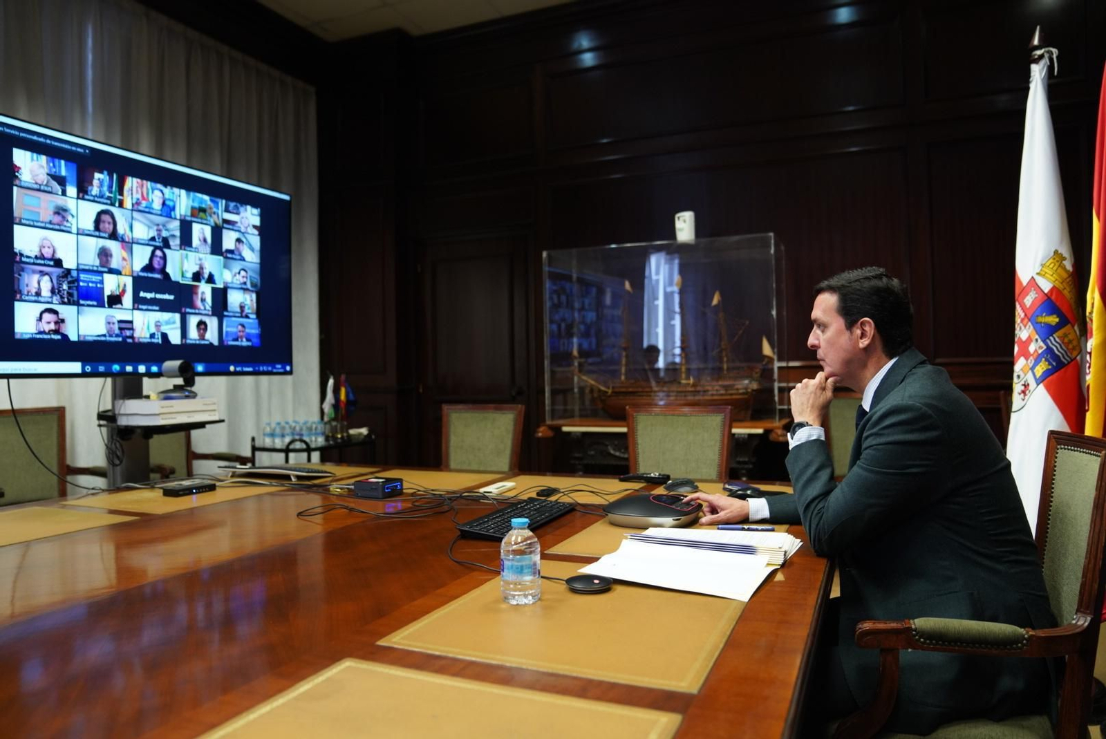 Javier A. García durante el Pleno Telemático celebrado hoy.