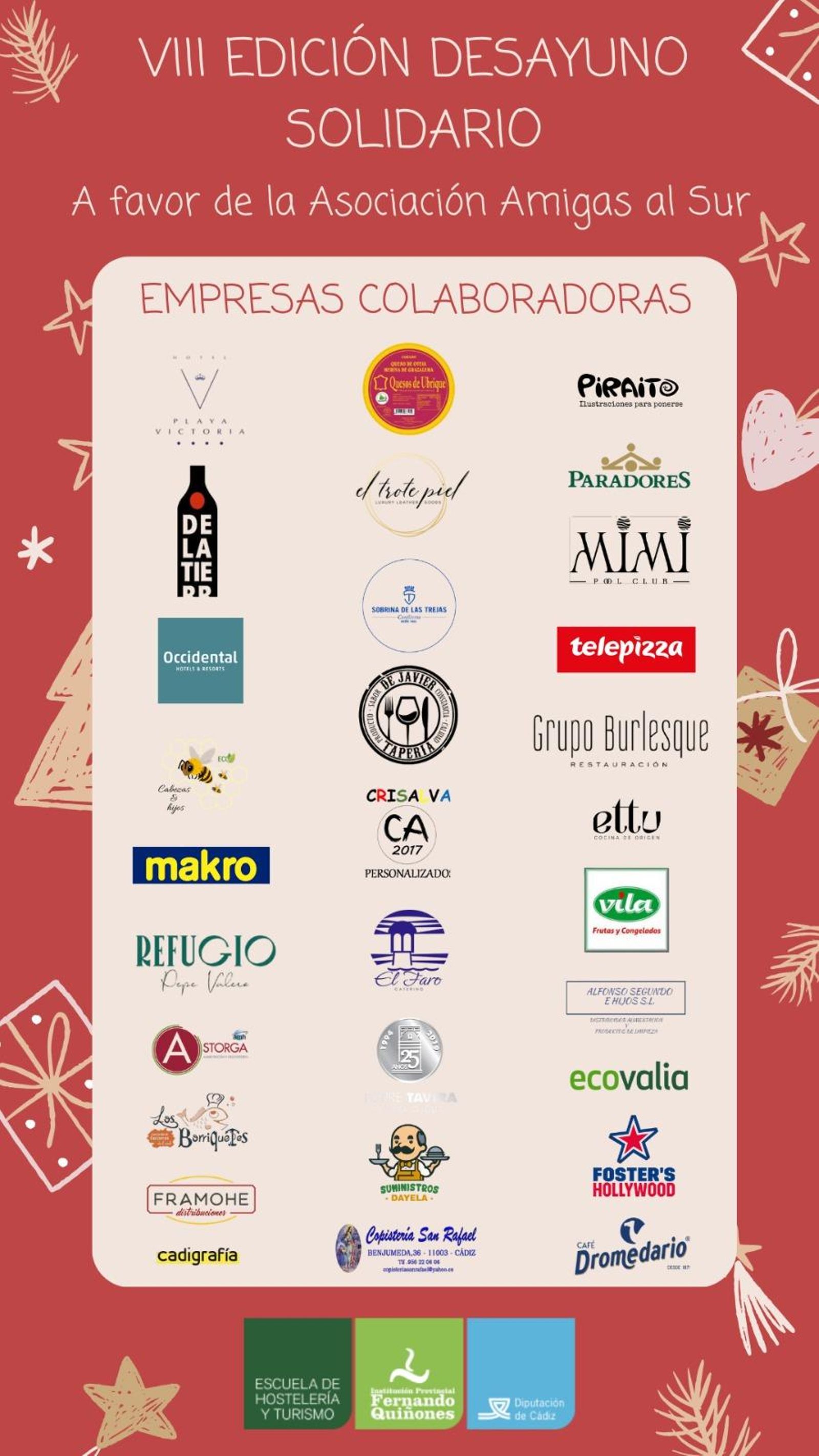 Patrocinadores del desayuno solidario en favor de Amigas al Sur