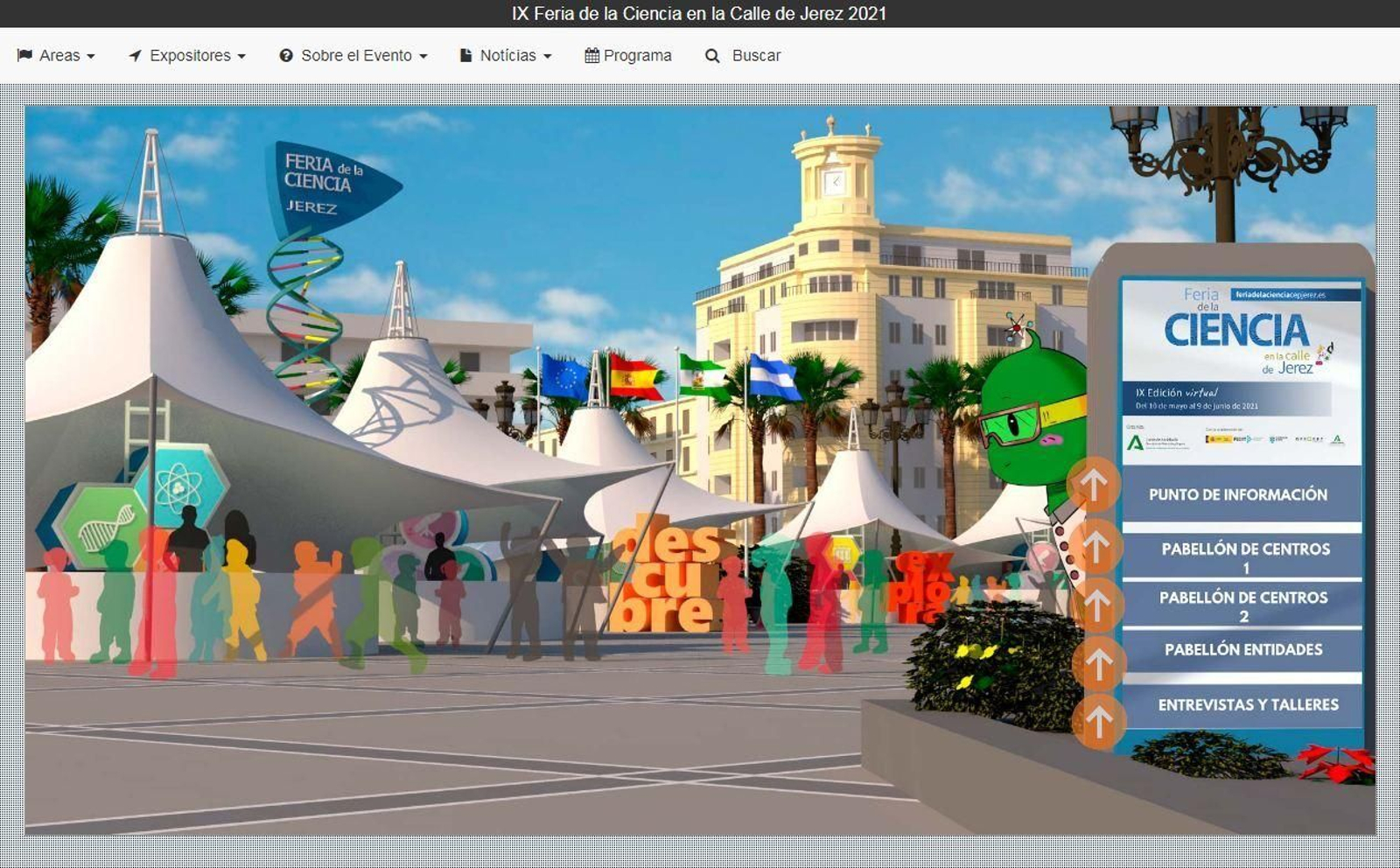 Captura de pantalla de la portada de la web de la IX Feria de la Ciencia en la Calle. Captura de pantalla de la portada de la web de la IX Feria de la Ciencia en la Calle.