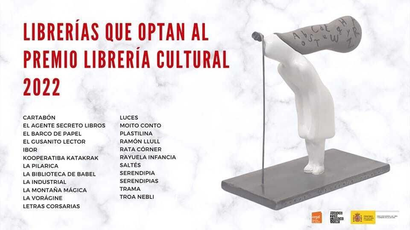 Listado de librerías que optan al premio.