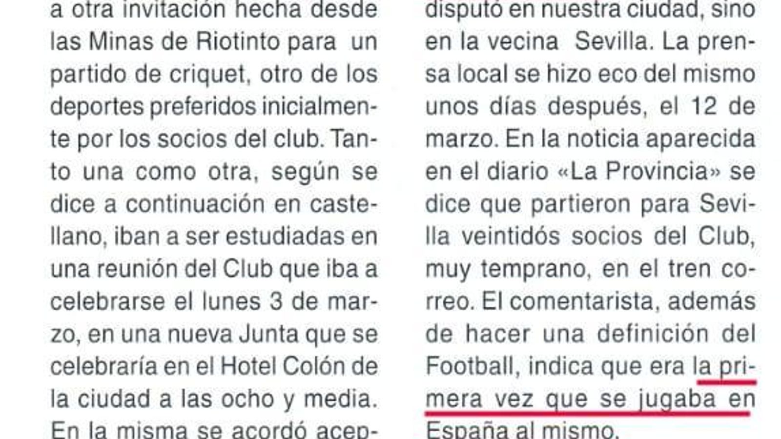 Extracto del libro sobre la historia del Recreativo, publicado por la Diputación de Huelva.