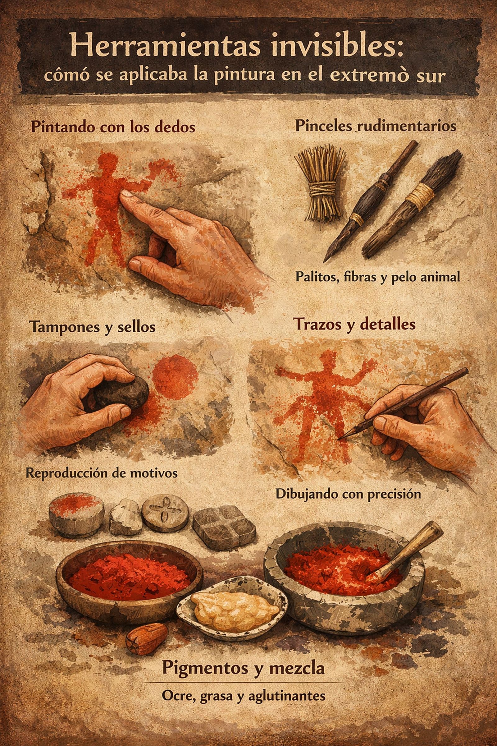 Herramientas invisibles como se aplicaba la pintura.