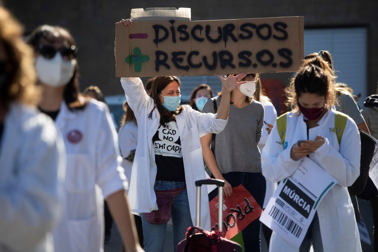 Una protesta de profesionales sanitarios.