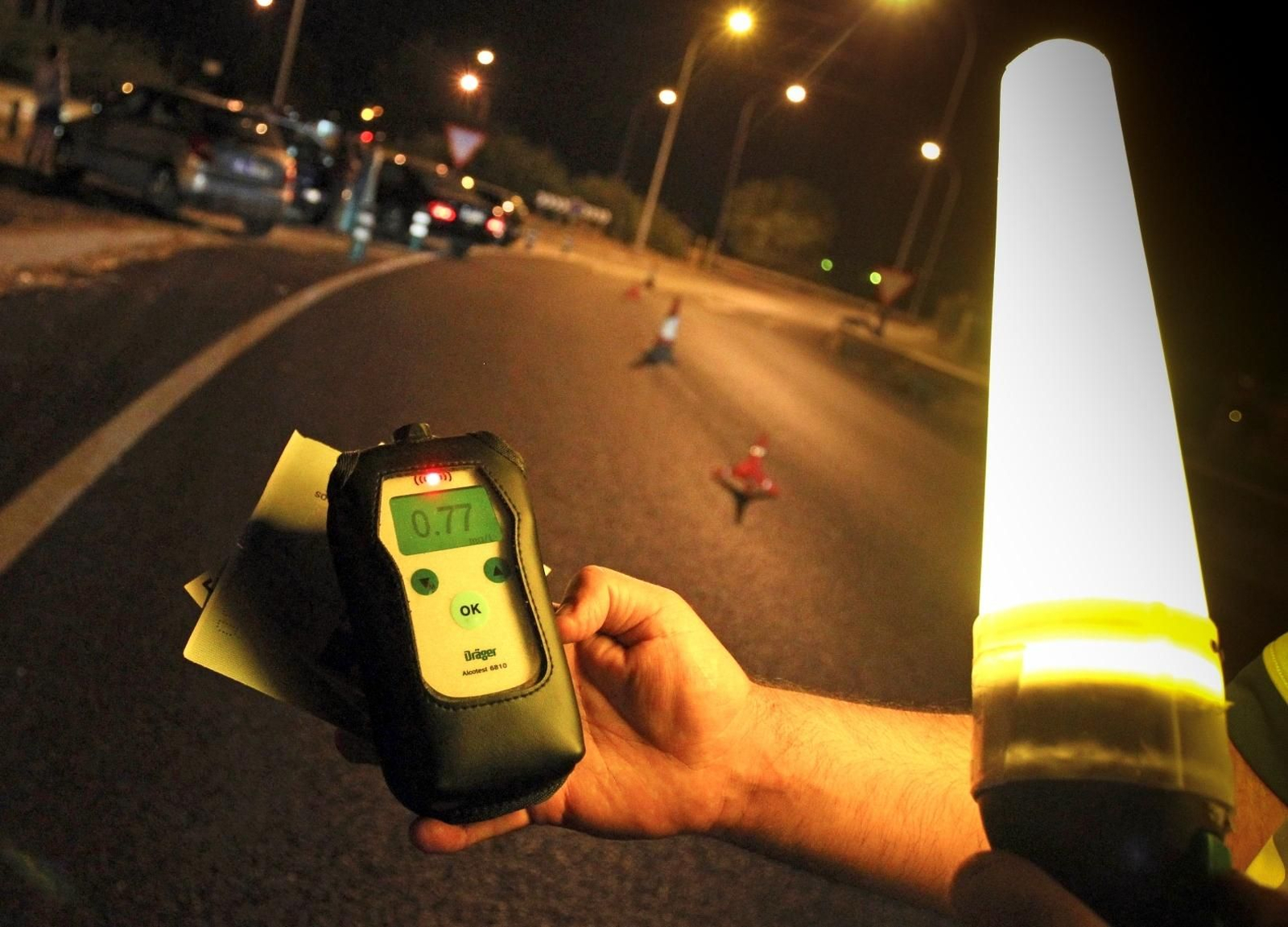 Un control de alcoholemia en carretera