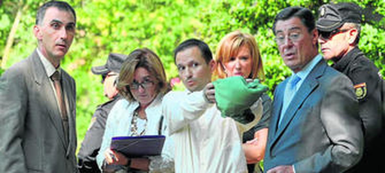 Imagen de archivo de José Bretón, junto al juez y a su letrado, en la reconstrucción en el Parque Cruz Conde de Córdoba.