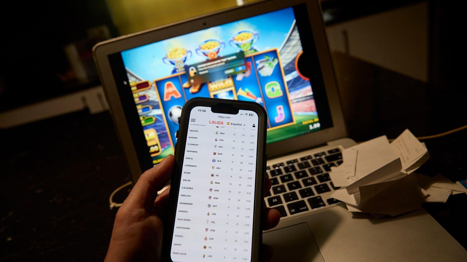 Apuestas en línea en partidos de la Liga española.