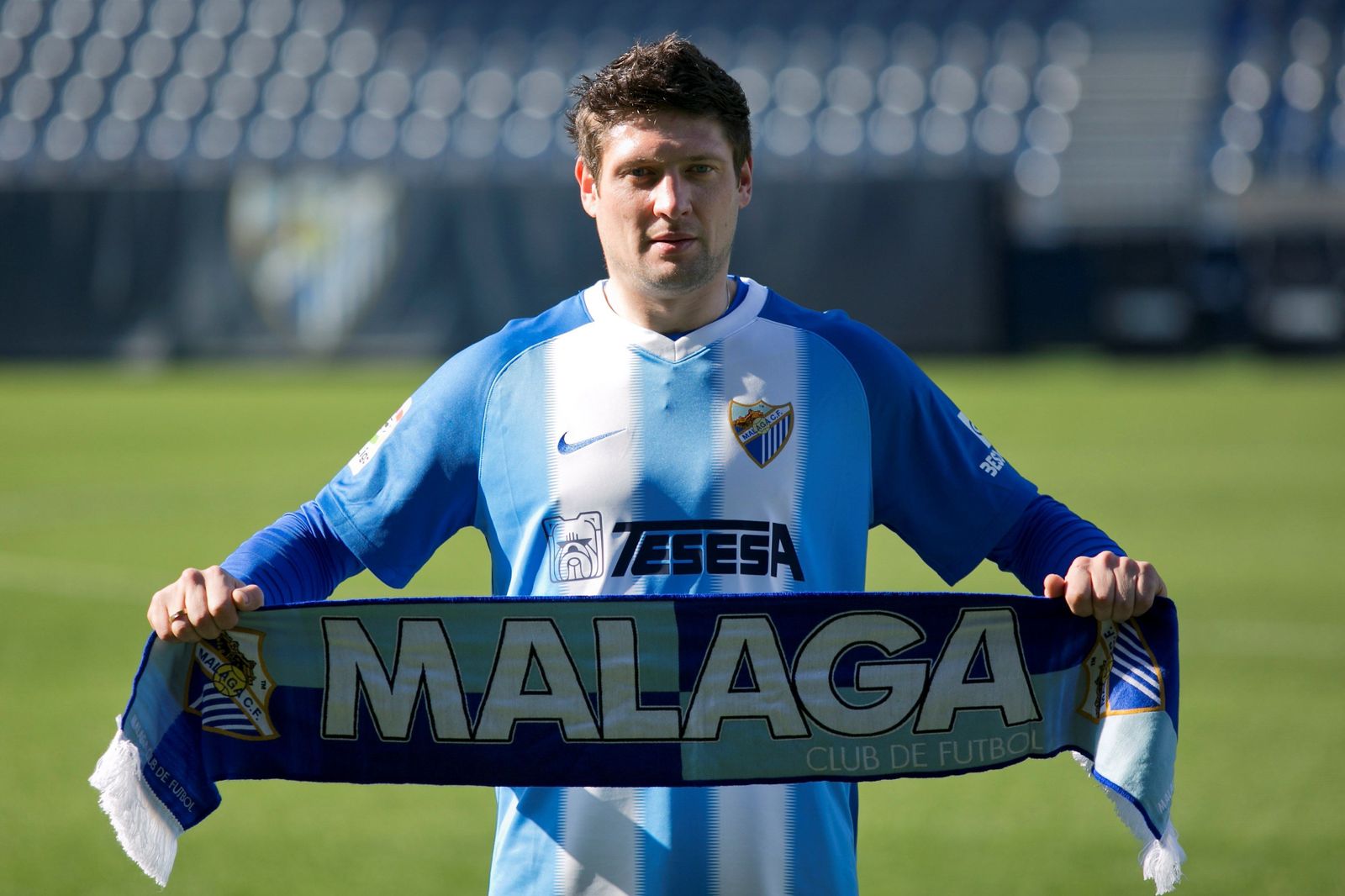 Seleznov, en su presentación con el Málaga.