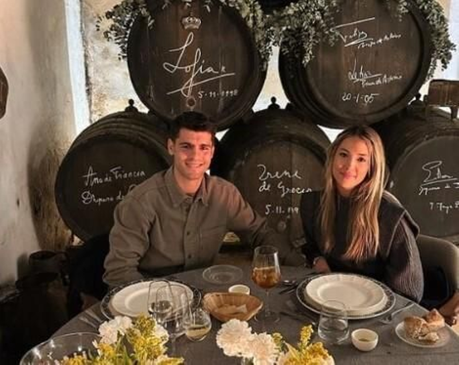 Álvaro Morata y Alice Campello disfrutaron de una deliciosa cena en La Sacristía de Bodegas Campos