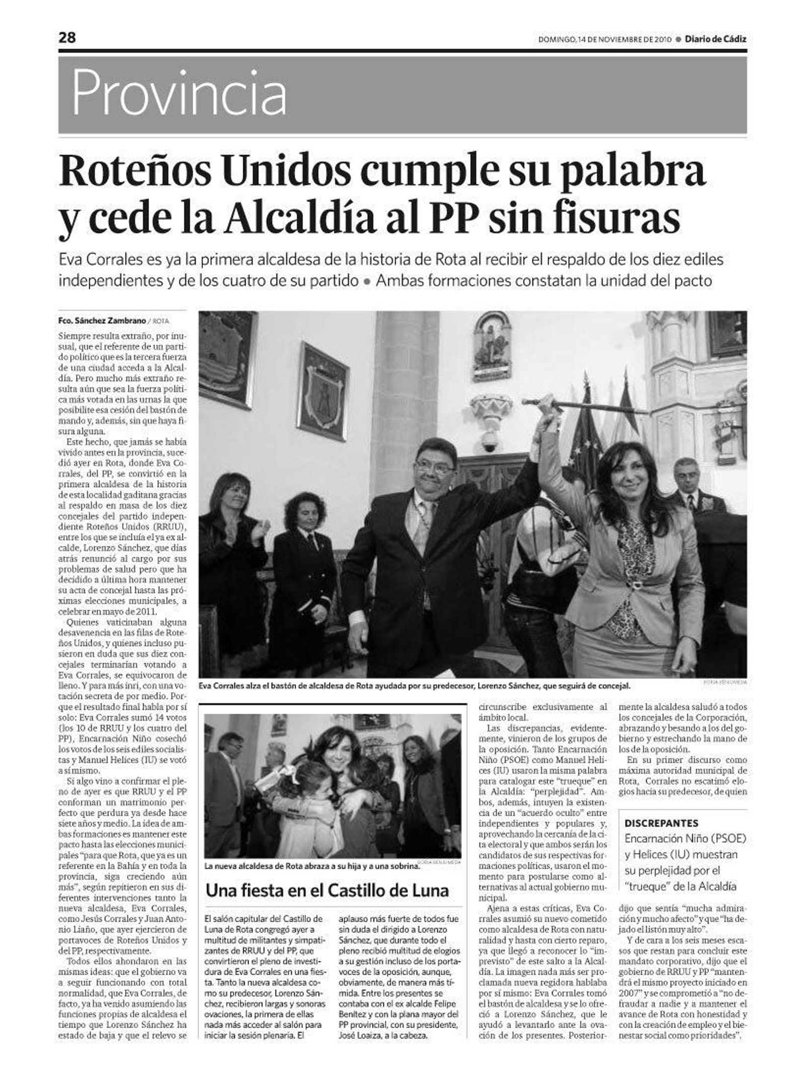 Portada de 'Diario de Cádiz' del 14 de noviembre de 2010. Portada de 'Diario de Cádiz' del 14 de noviembre de 2010.