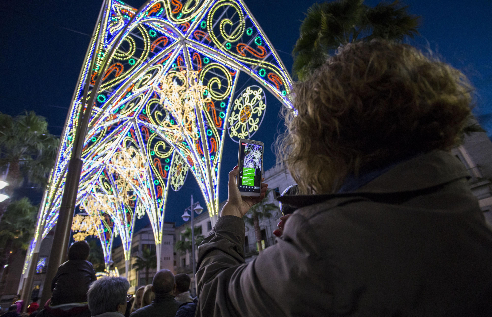 Alumbrado navideño en las calles de Huelva durante el año pasado.