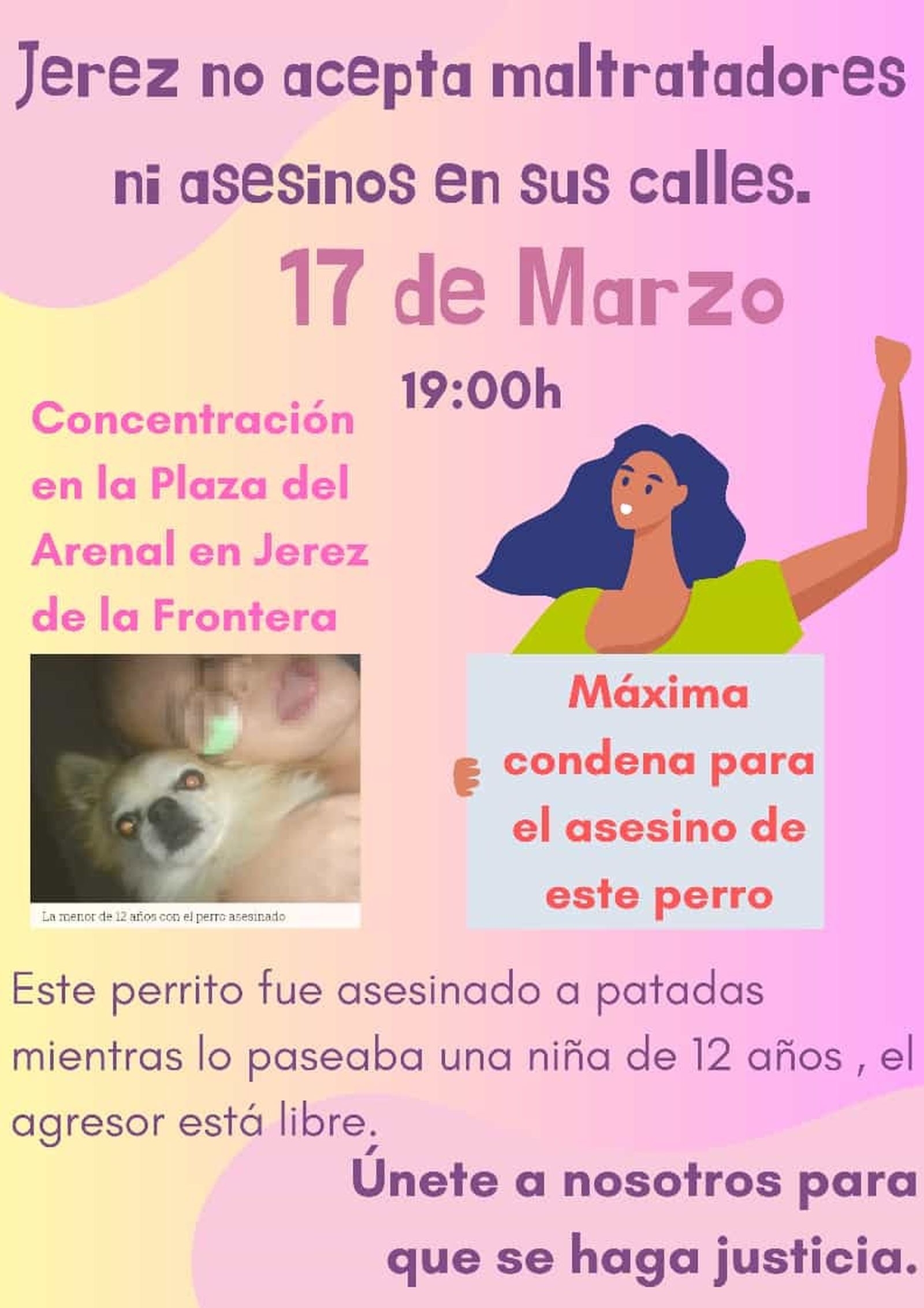 Concentración en Jerez para pedir "la máxima condena" para el hombre que mató a golpes a un perro.