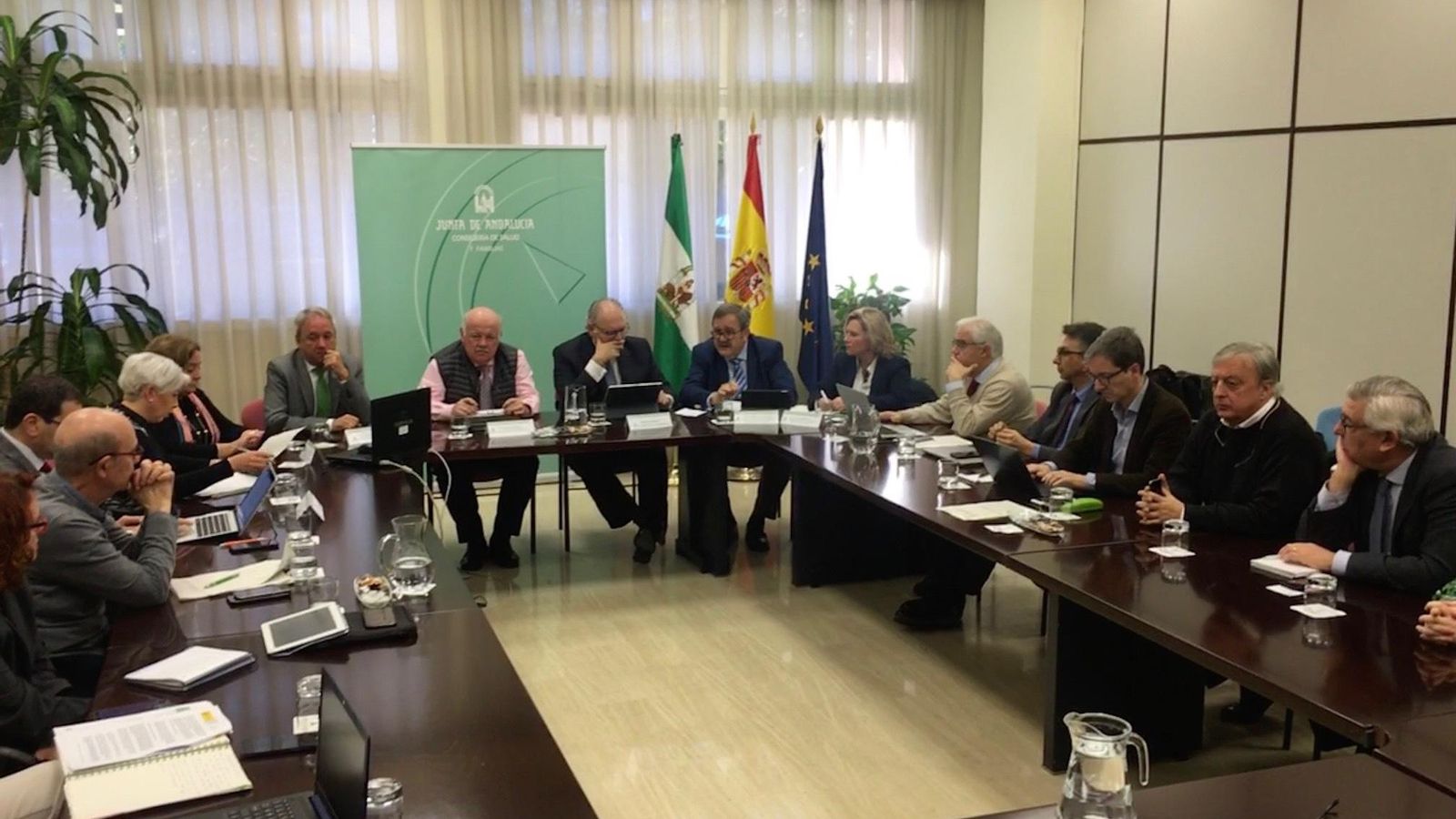 Un momento de la segunda reunión del grupo asesor de seguimiento del Coronavirus en Andalucía.