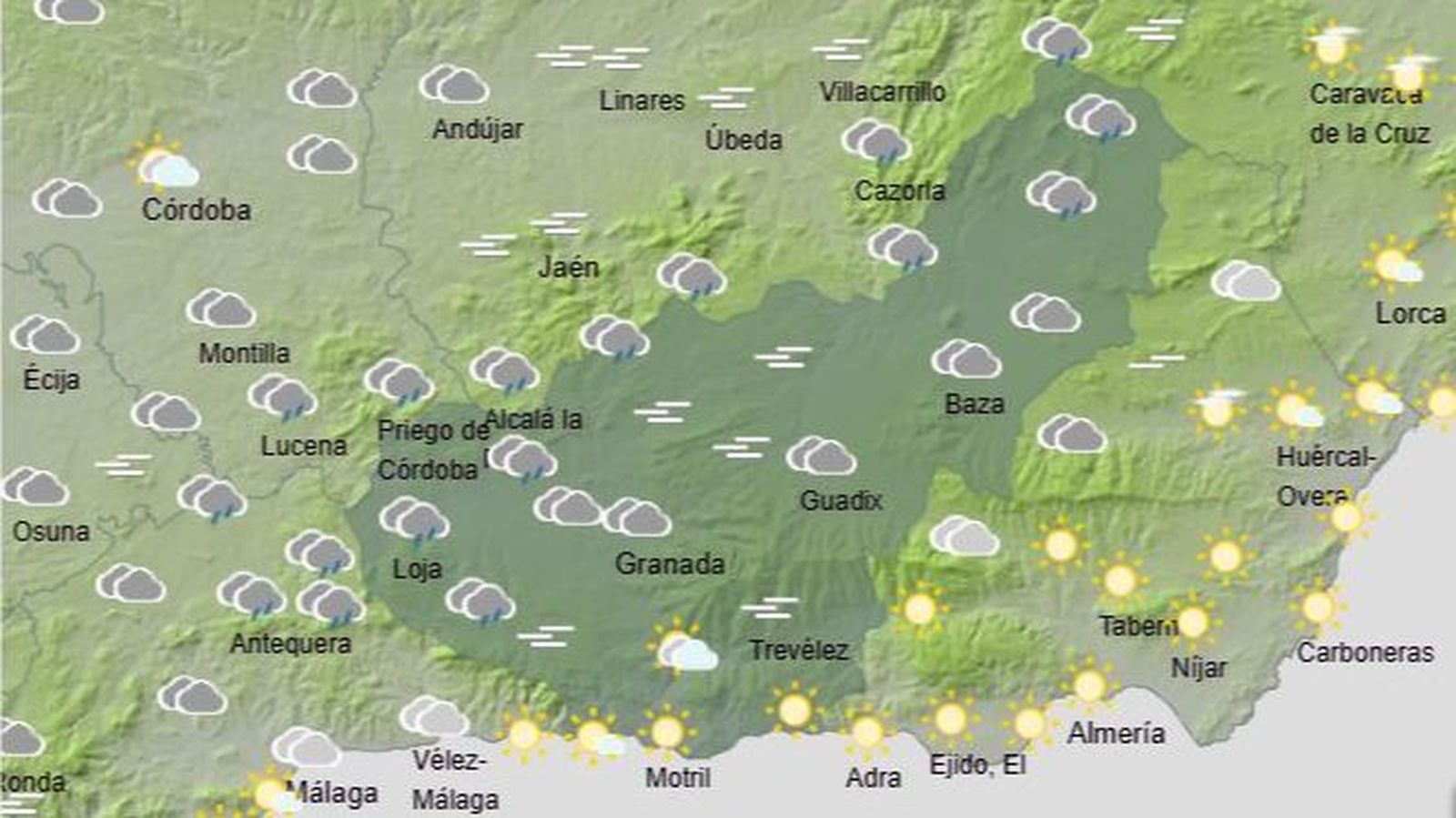 El Tiempo en Granada el 8 de enero de 2026