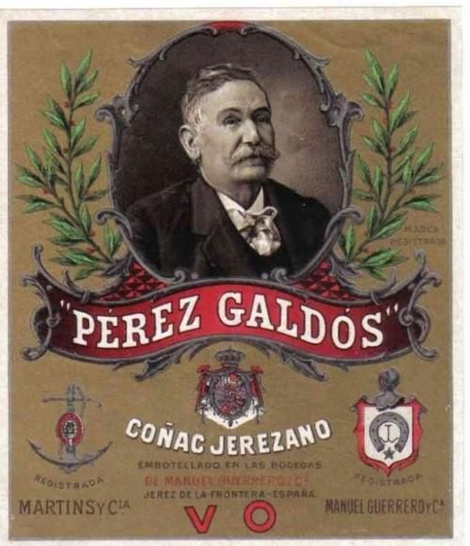 Pérez Galdós en la etiqueta del brandy de Manuel Guerrero. Pérez Galdós en la etiqueta del brandy de Manuel Guerrero.