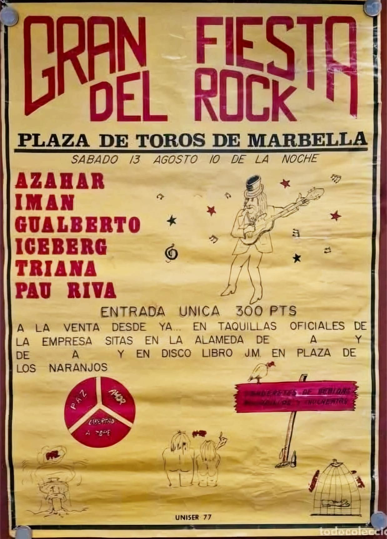 Cartel de Fiesta del Rock de Marbella de 1977. Cartel de Fiesta del Rock de Marbella de 1977.