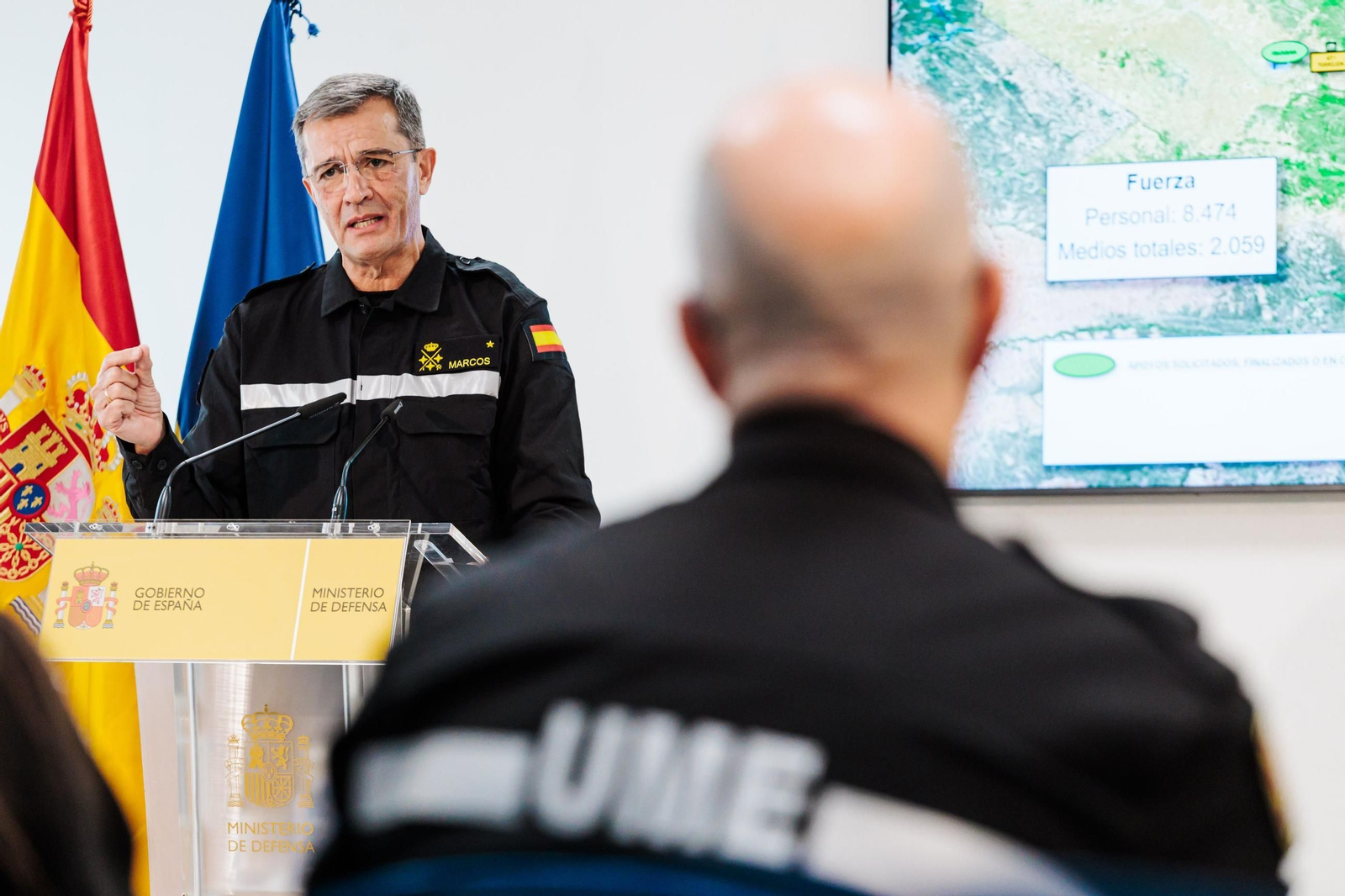 El jefe de la Unidad Militar de Emergencias (UME), el teniente general Javier Marcos. El jefe de la Unidad Militar de Emergencias (UME), el teniente general Javier Marcos.