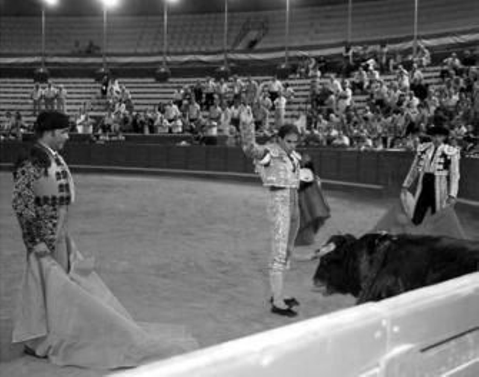 Antonio José Blanco, adornándose tras matar a su segundo, el toro de su triunfo de dos orejas.