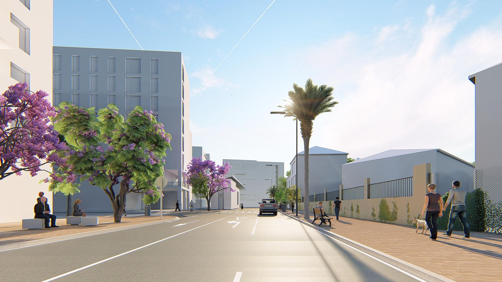 Vista de la nueva calle Ángel Muriel hacia la Avenida de Italia.