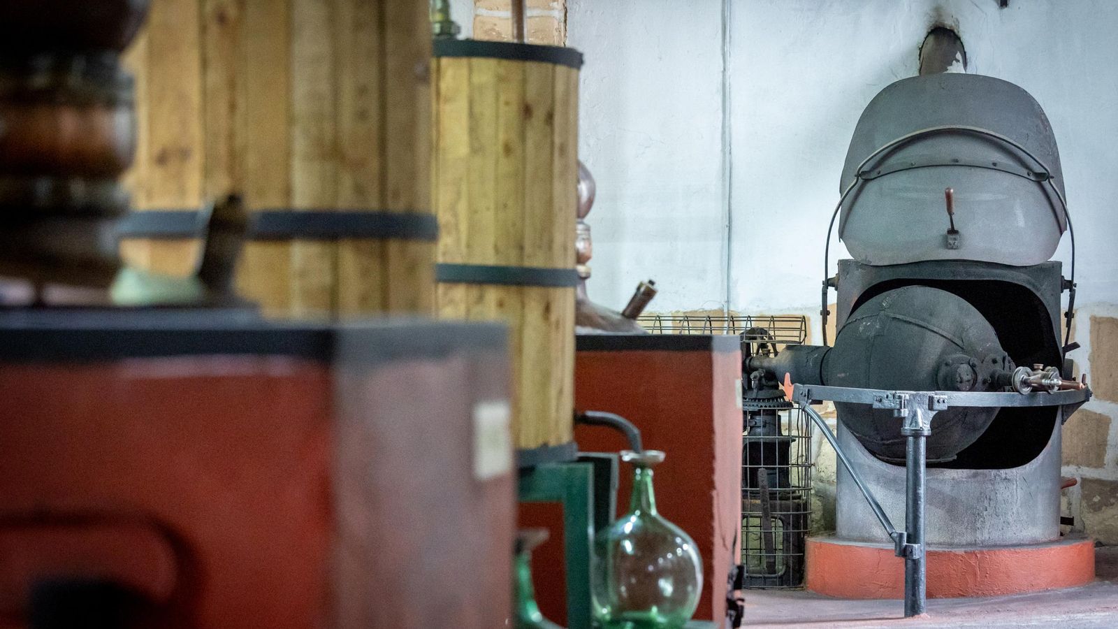 La máquina tostadora de cacao, con un curioso mecanismo.