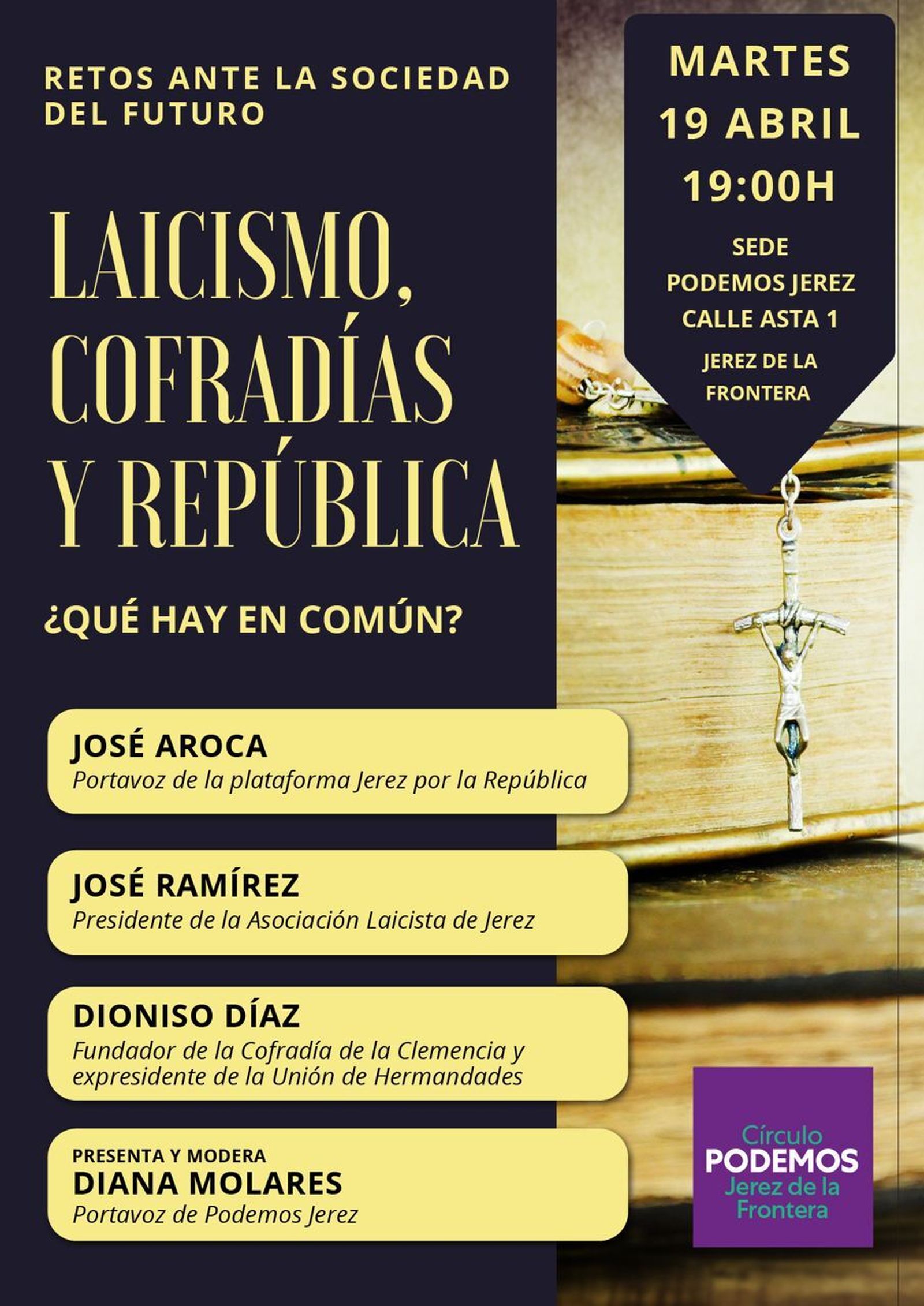 Cartel anunciador de la charla organizada por Podemos Jerez.