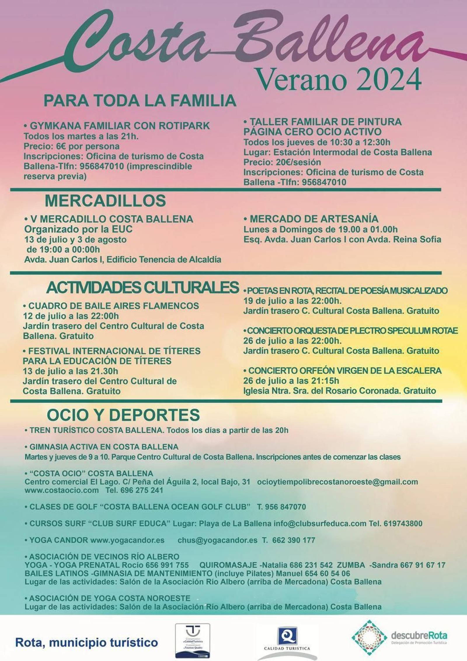 Programación Costa Ballena Verano 2024.